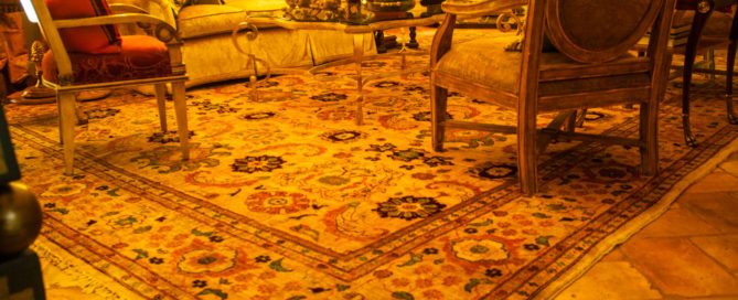 Color blean on wool rug