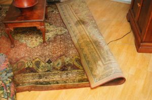 Yellow stain area rug