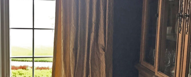 Custom-made silk draperies before and after